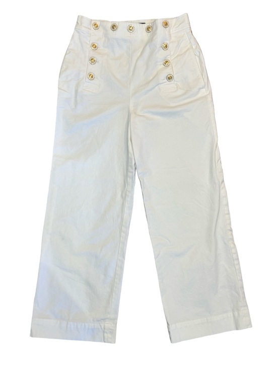 Zara Pants - ▫️⚪️ Zara White High-Waist Capri Culottes with Gold Button Detail ⚪️▫️